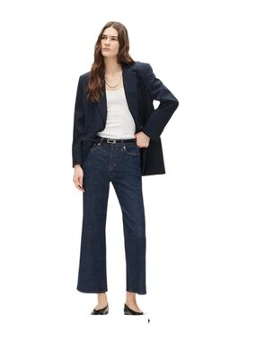 J. Crew Slim Wide Leg Dark Blue Jeans high-waisted Casual Wardrobe Basic Essenti